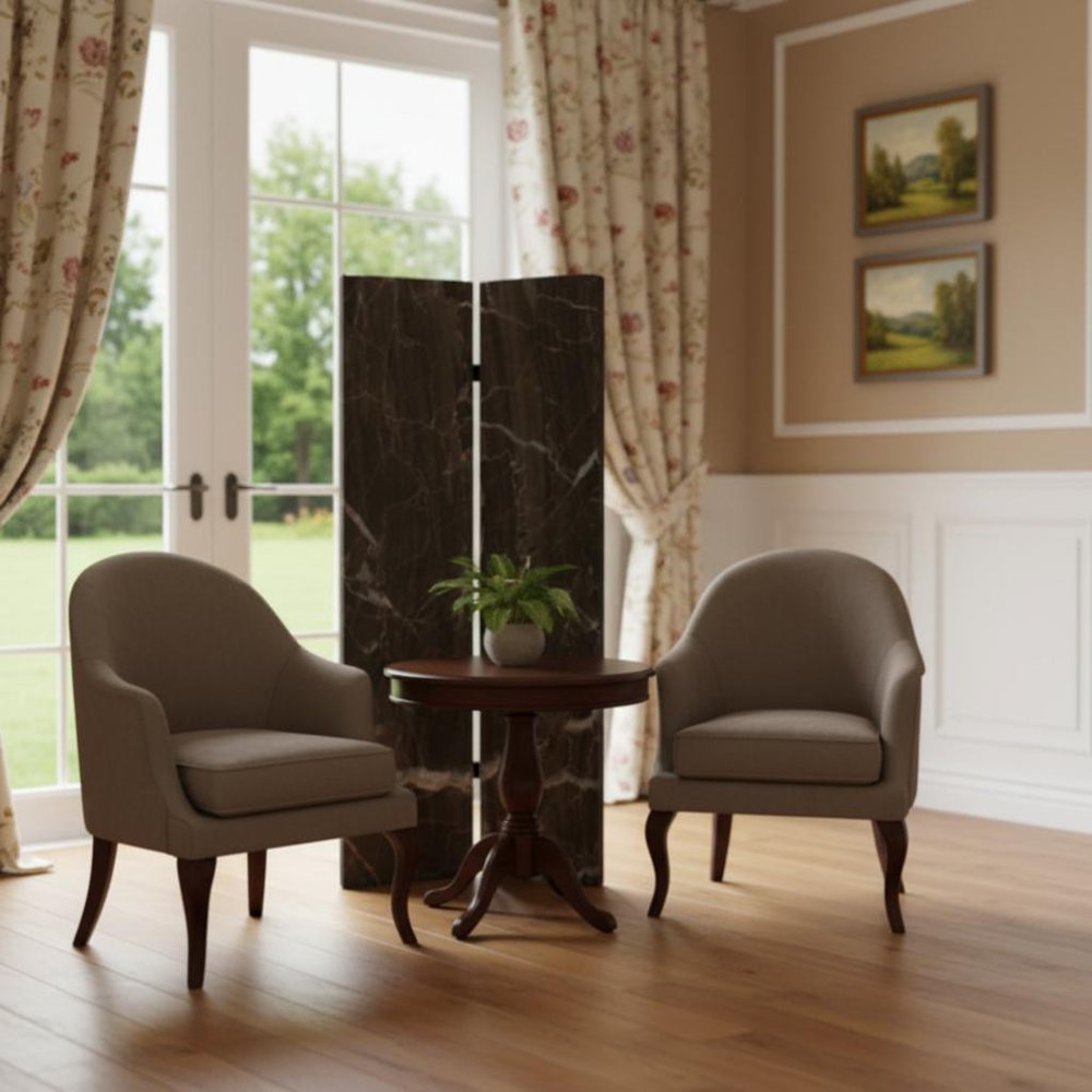 48" X 72" Multi Color Wood Canvas Black Marble Screen