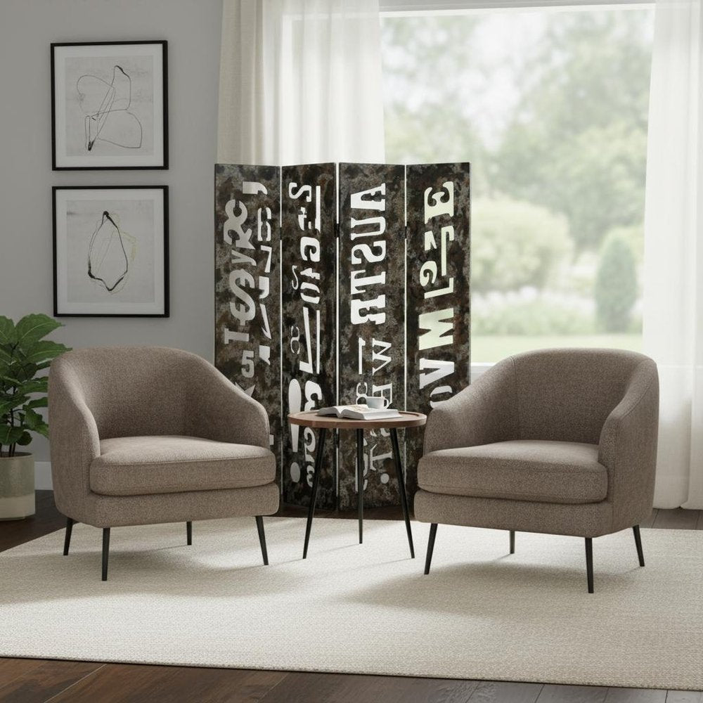 60" X 71" Brown Distressed Wooden Screen