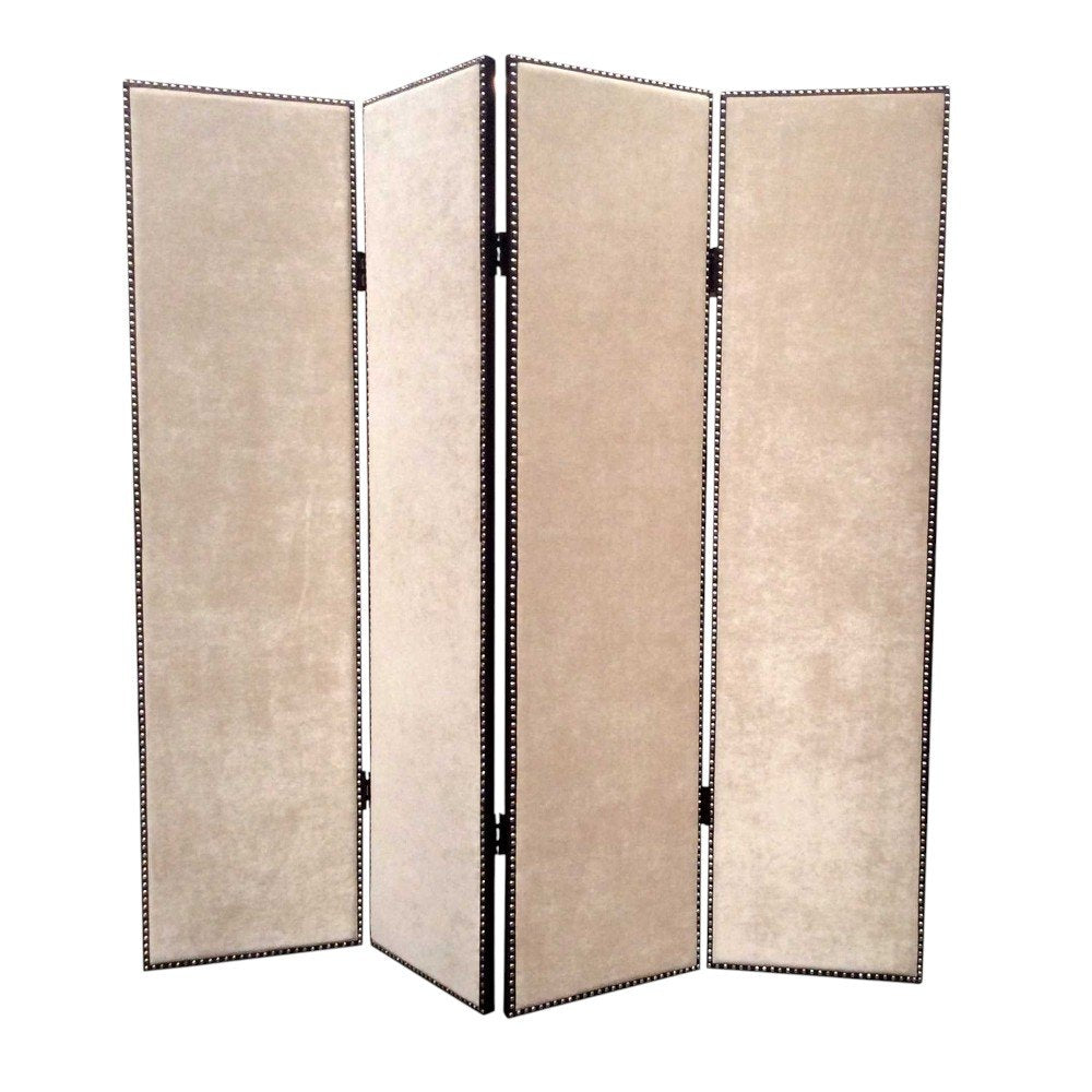 84 X 84 Tan Wood & Fabric Screen