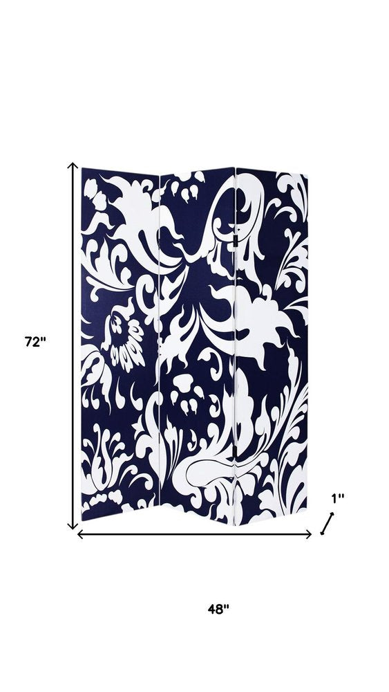 48" X 72" Multi Color Wood Canvas 3 Panel Screen