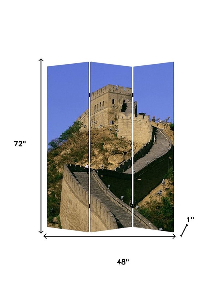 48" X 72" Multi Color Wood Canvas China Screen