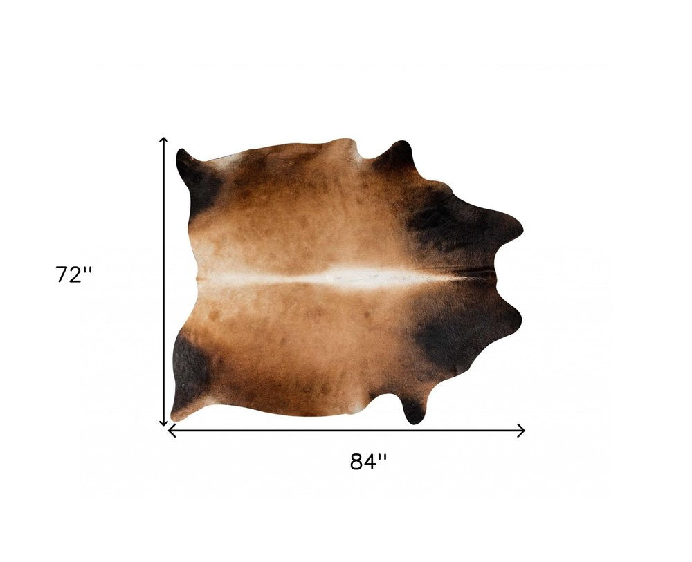 6' X 7' Brown And Black Cowhide Area Rug