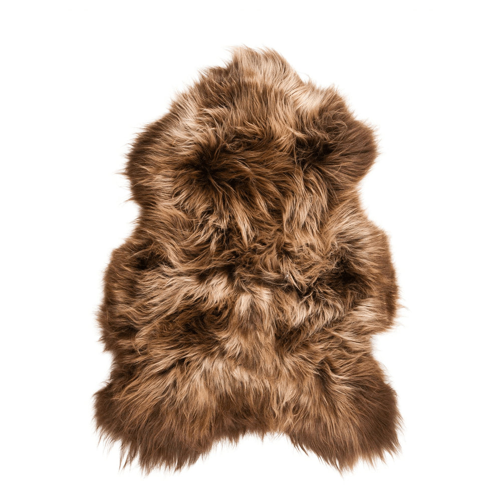 2' X 3' Light Brown And Brown Genuine Sheepskin Animal Print Shag Area Rug