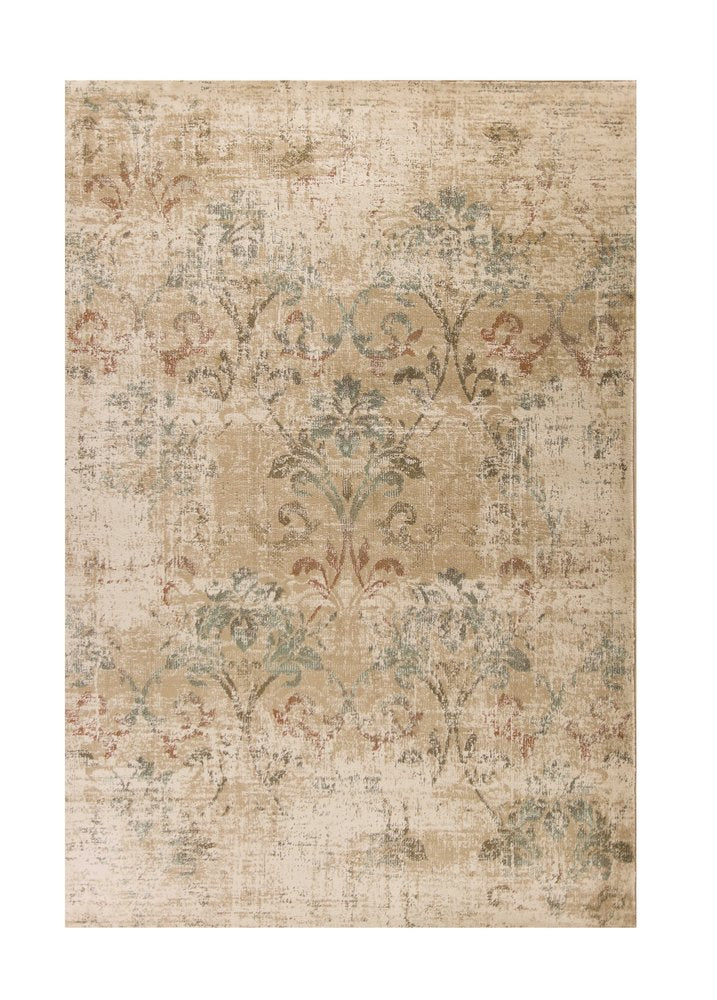 8' X 11' Champagne And Beige Damask Area Rug