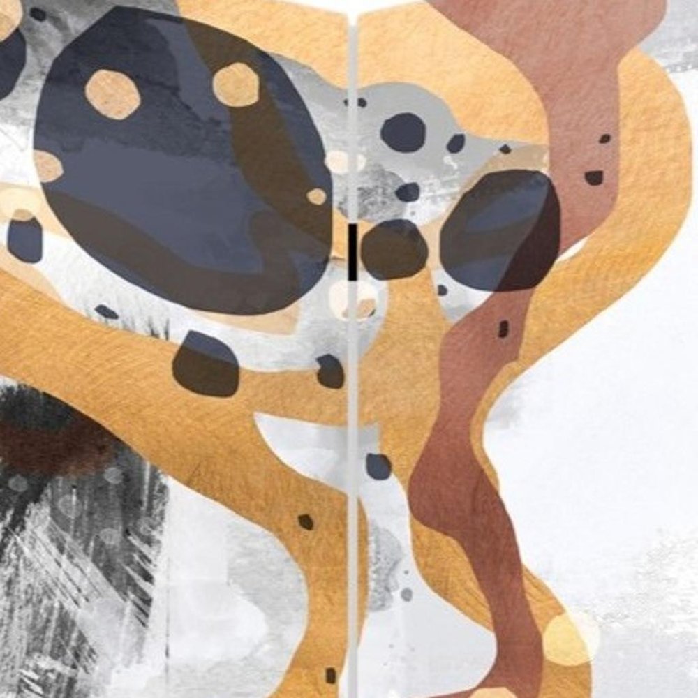 Contemporary Abstract Art Three Panel Room Divider Screen