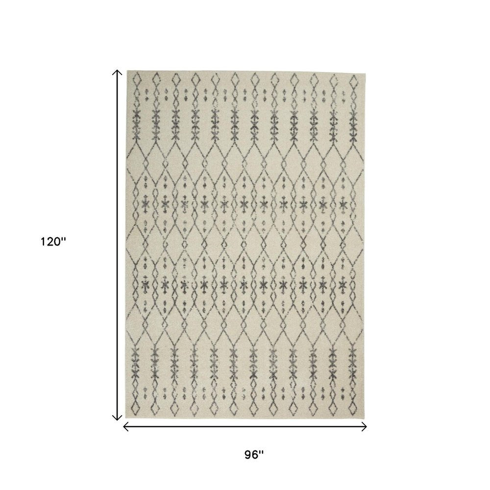 5' X 7' Gray And Ivory Geometric Distressed Area Rug