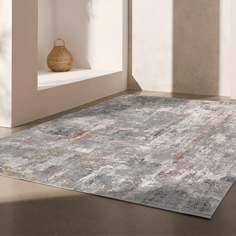 5' X 8' Gray And Ivory Abstract Area Rug
