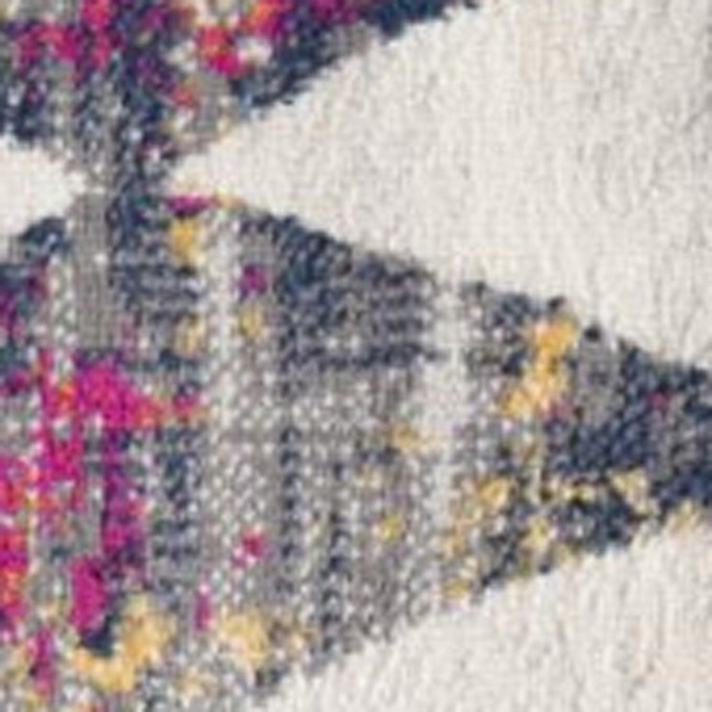 2' X 5' Cream Damask Area Rug