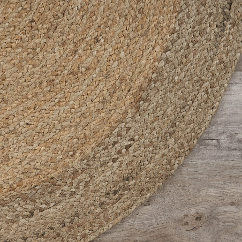 7' X 9' Natural Jute Hand Braided Oval Rug