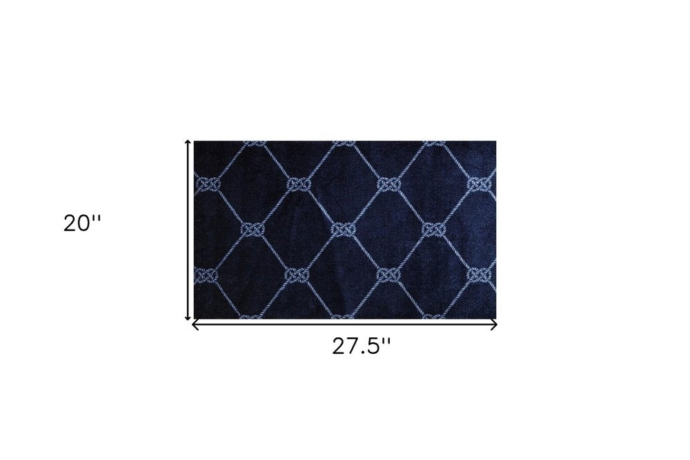 2' X 3' Blue And White Geometric Shag Area Rug