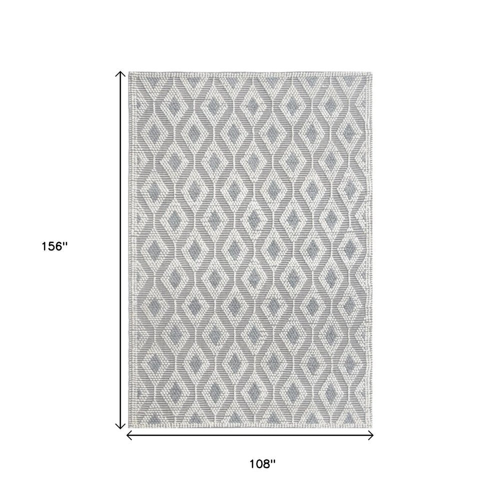 9' X 13' Ivory Gray Diamond Trellis Modern Area Rug