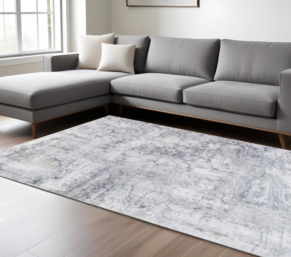 6' X 9' Gray And Ivory Abstract Area Rug