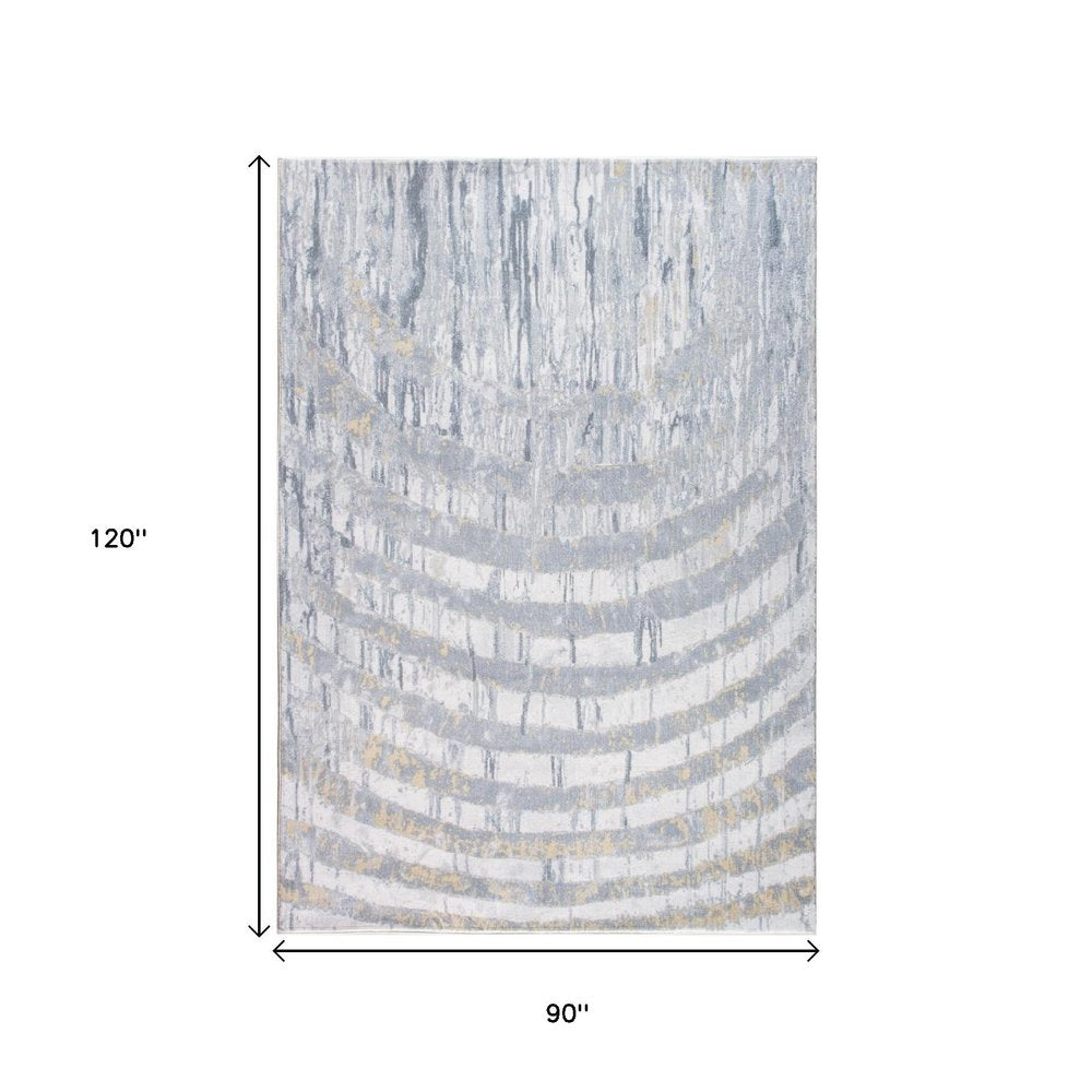 8' X 10' Gray And Ivory Abstract Area Rug