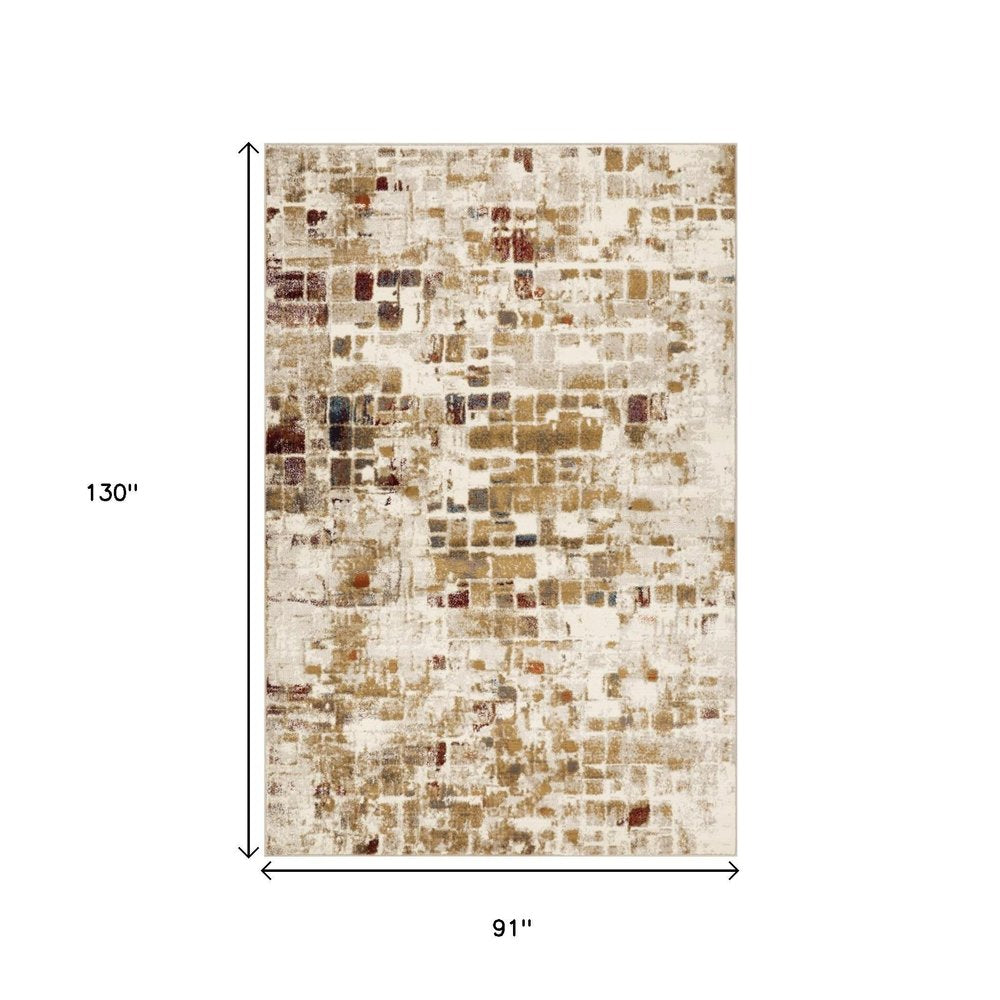 8' X 11' Natural And Brown Abstract Area Rug