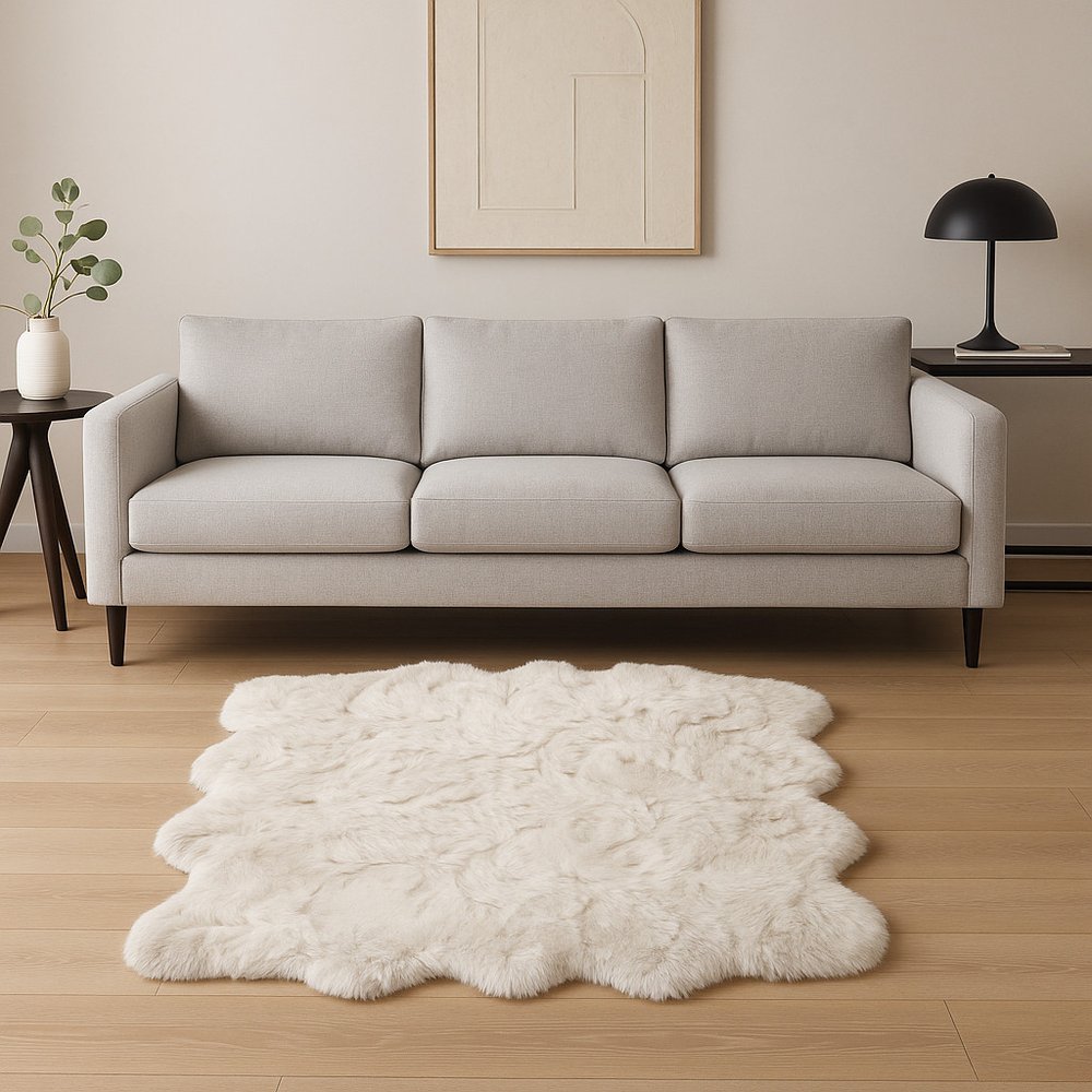 6' X 6' Ombre Grey Faux Fur Washable Non Skid Area Rug