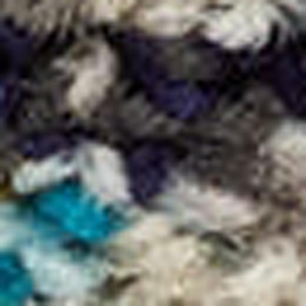 2' X 6' Ivory And Teal Blue Abstract Power Loom Non Skid Runner Rug