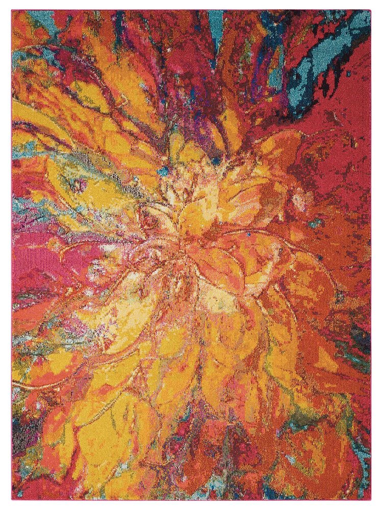 4' X 6' Cayenne Abstract Power Loom Non Skid Area Rug