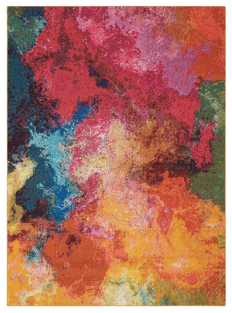 4' X 6' Palette Abstract Power Loom Non Skid Area Rug