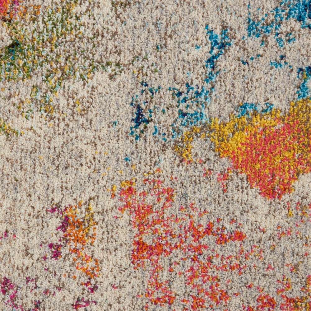 3' X 5' Ivory Abstract Power Loom Non Skid Area Rug