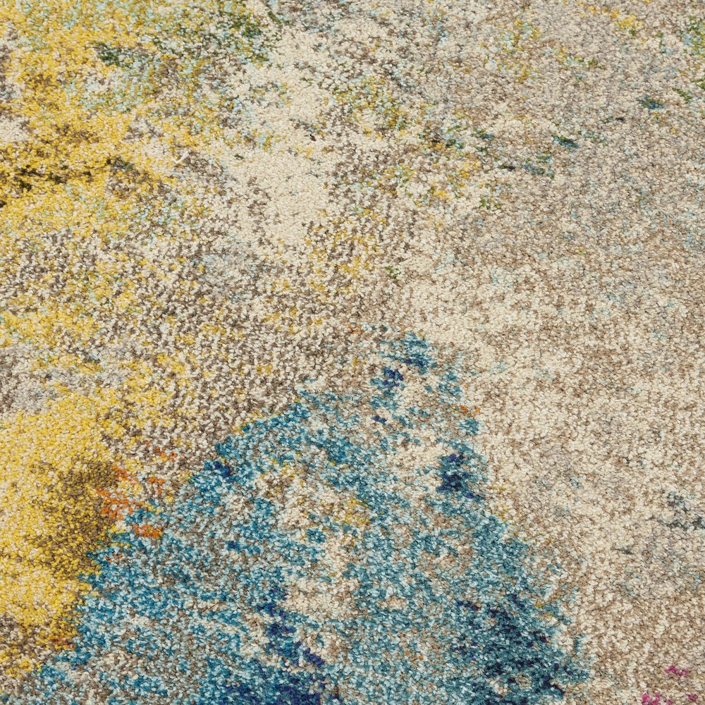 8' X 8' Ivory Round Abstract Power Loom Non Skid Area Rug