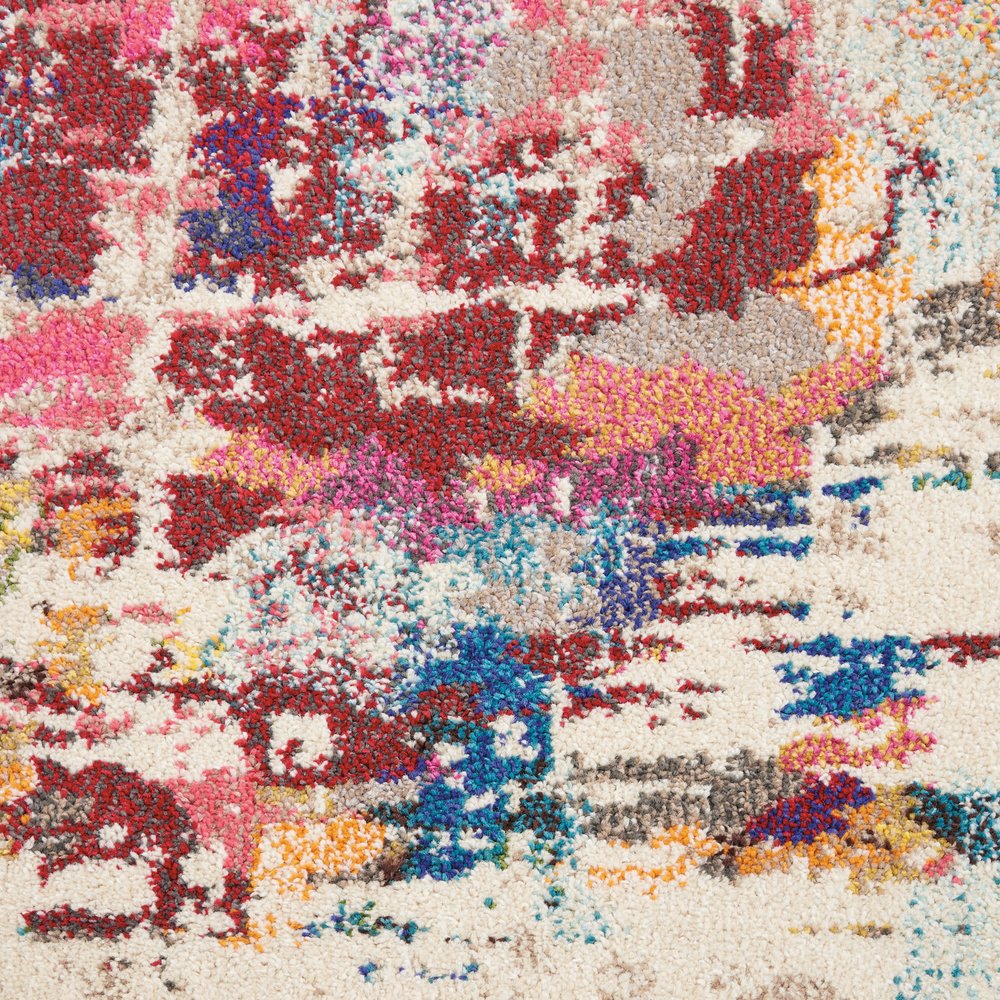 5' X 7' Pink Abstract Power Loom Distressed Non Skid Area Rug