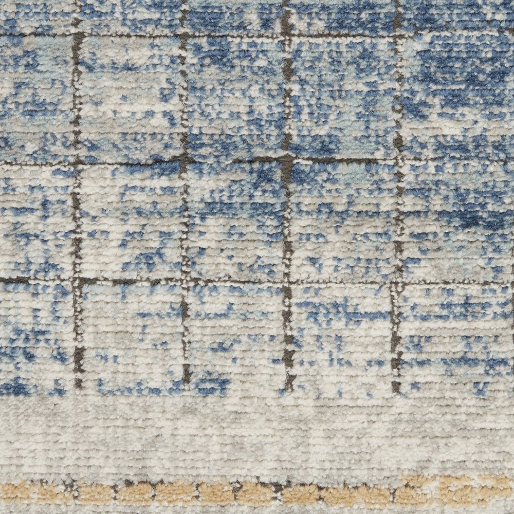 4' X 6' Blue Abstract Power Loom Distressed Non Skid Area Rug