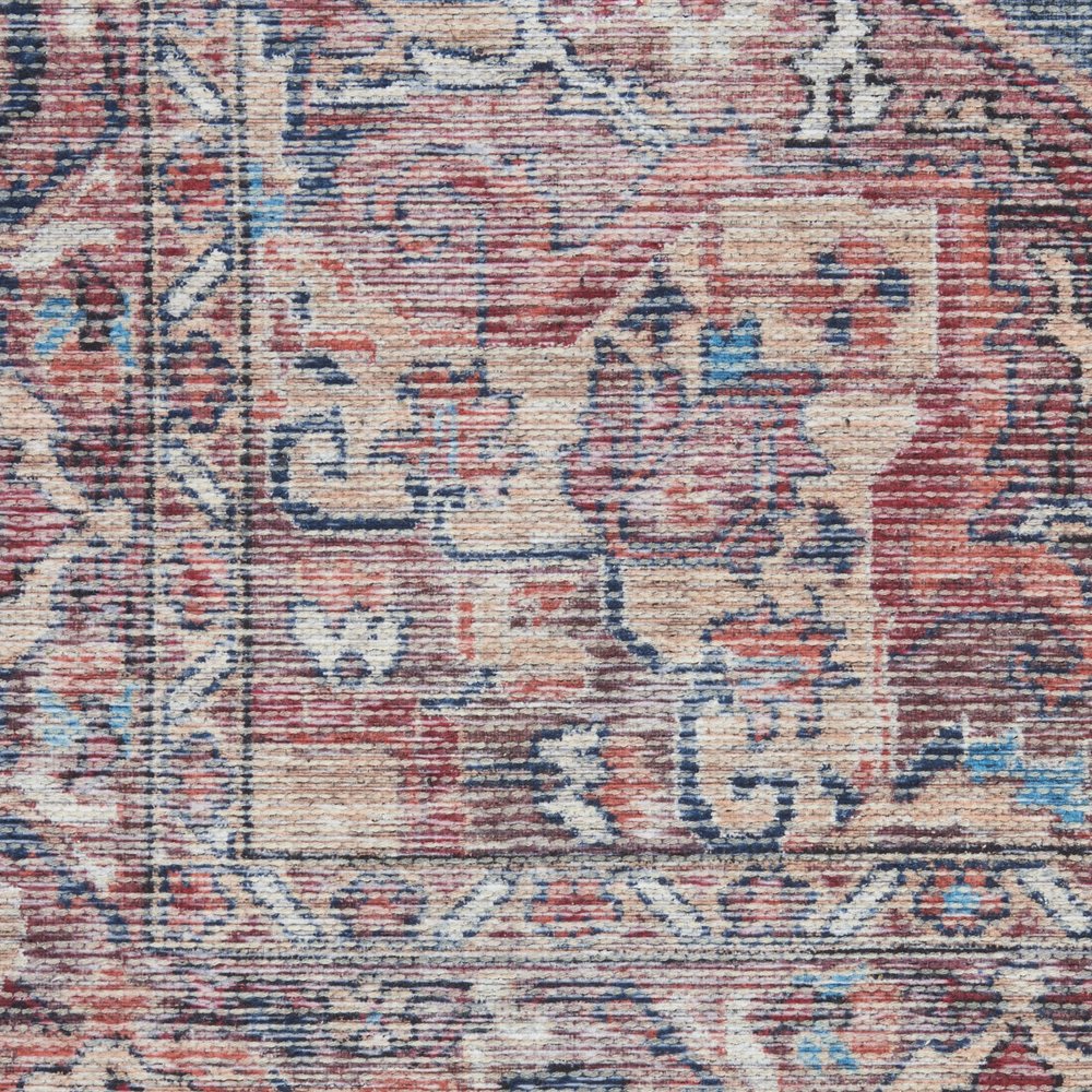 2' X 4' Red Oriental Power Loom Distressed Washable Area Rug