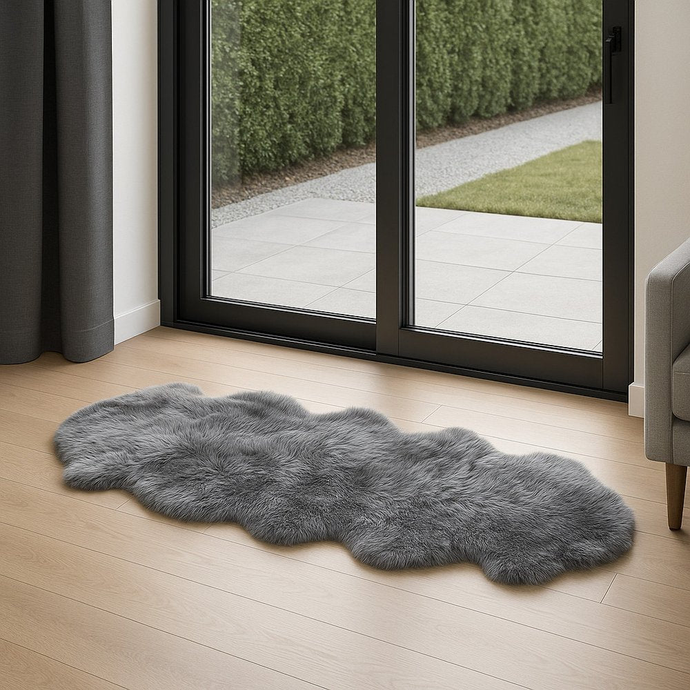 2' X 6' Dark Gray New Zealand Lambs Wool Handmade Area Rug