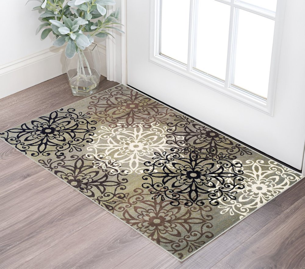 2' X 3' Brown Black And Gray Medallion Area Rug
