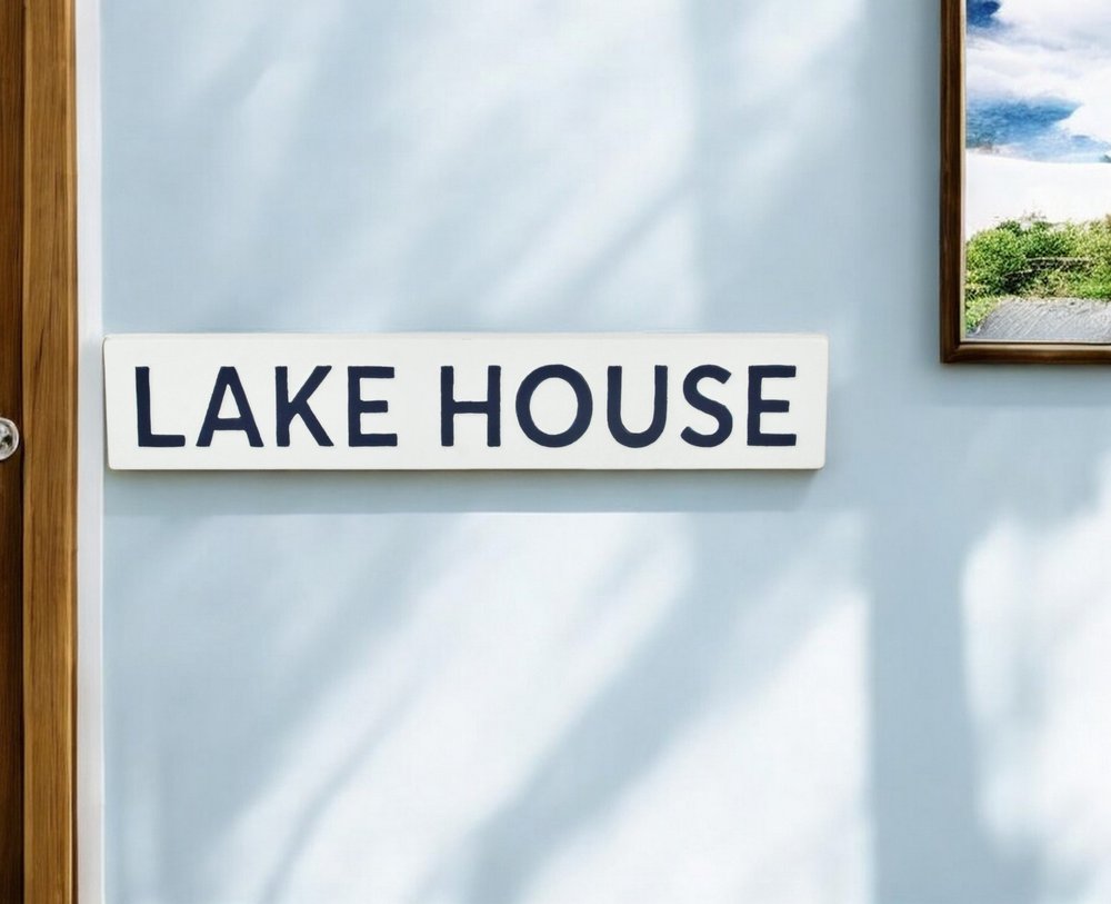 5" X 24" White Lake House Metal Wall Decor