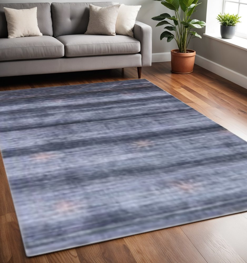 5' X 8' Navy And Blush Abstract Hand Loomed Area Rug