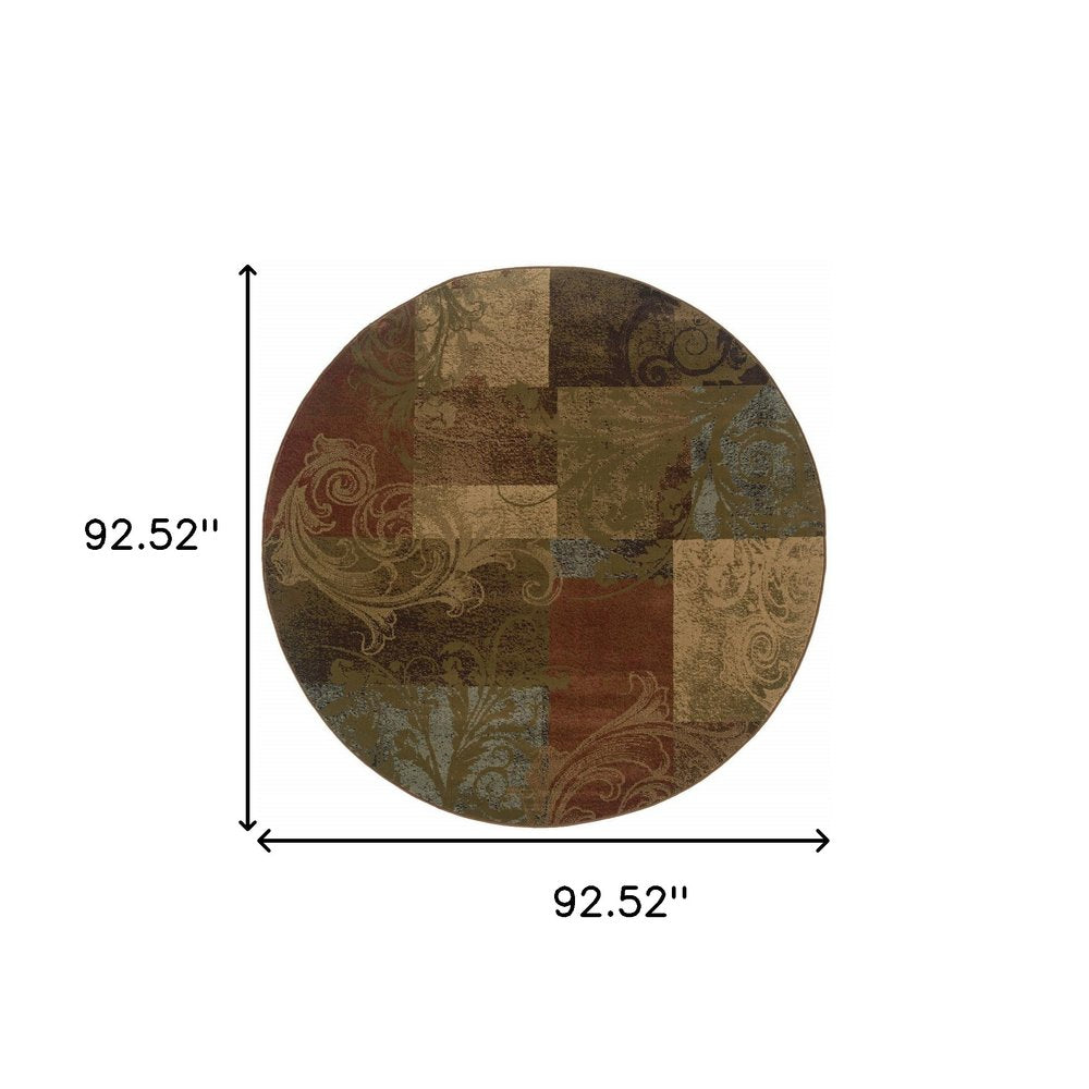 2' X 8' Green Geometric Power Loom Stain Resistant Runner Rug