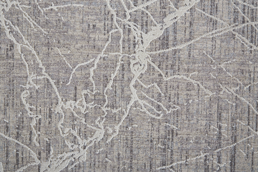 4' X 6' Gray Abstract Power Loom Distressed Area Rug