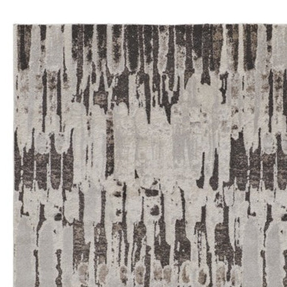 2' X 3' Gray and Ivory Abstract Power Loom Area Rug