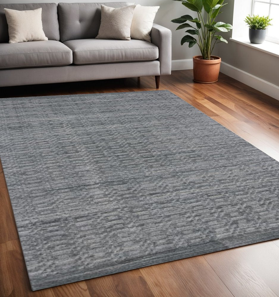 5' X 8' Gray Hand Loomed Area Rug