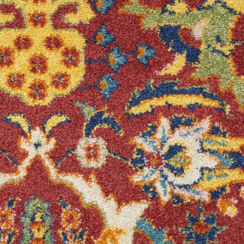 5' X 7' Red Floral Power Loom Area Rug