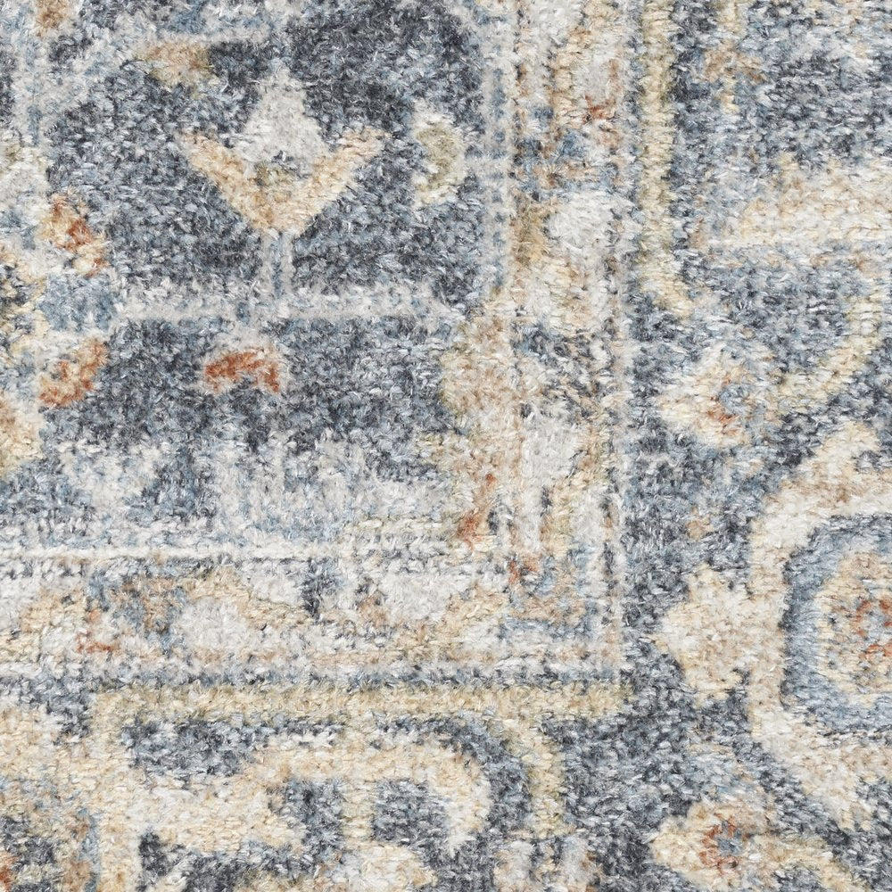 7' X 9' Gray Oriental Power Loom Distressed Washable Area Rug
