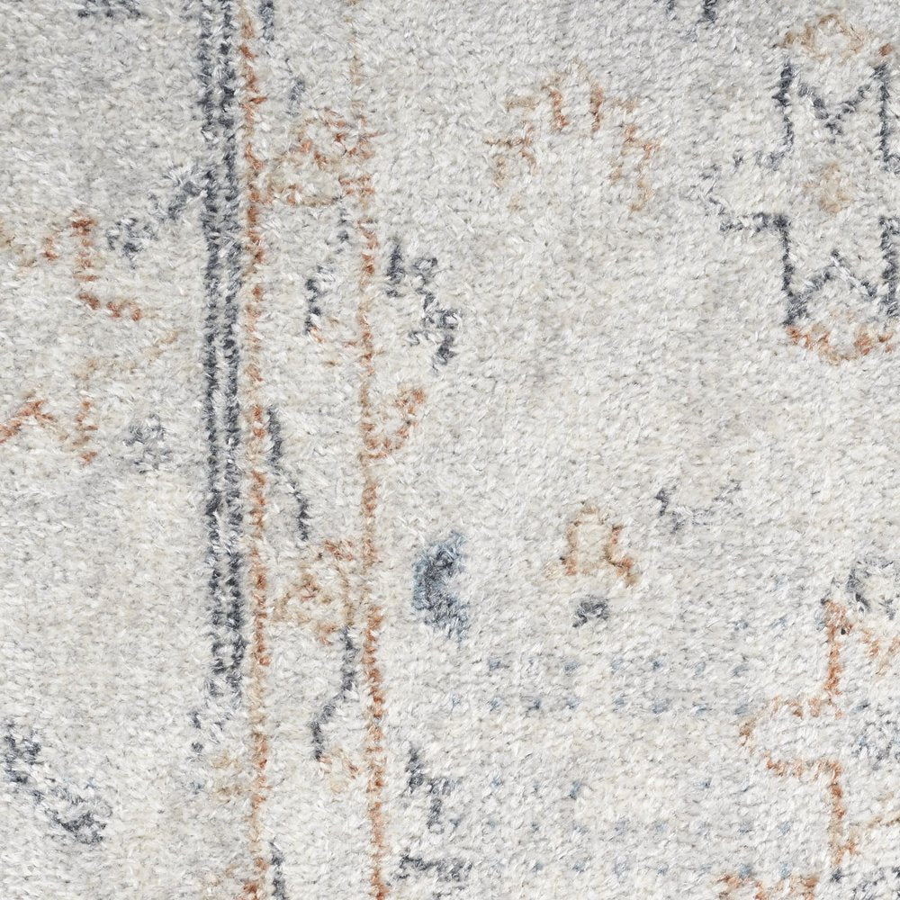 7' X 9' Light Blue Oriental Power Loom Distressed Washable Area Rug