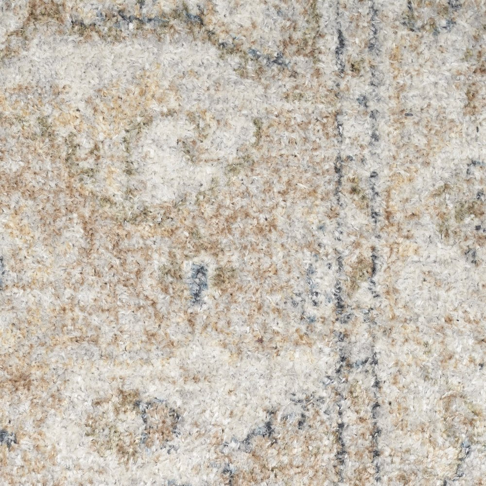 7' X 9' Beige Oriental Power Loom Washable Area Rug