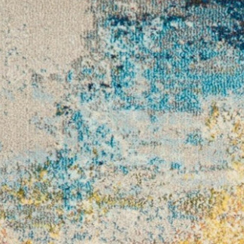 12' Blue And Gray Abstract Runner Rug