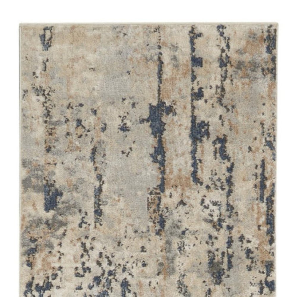 12' Beige And Gray Abstract Runner Rug