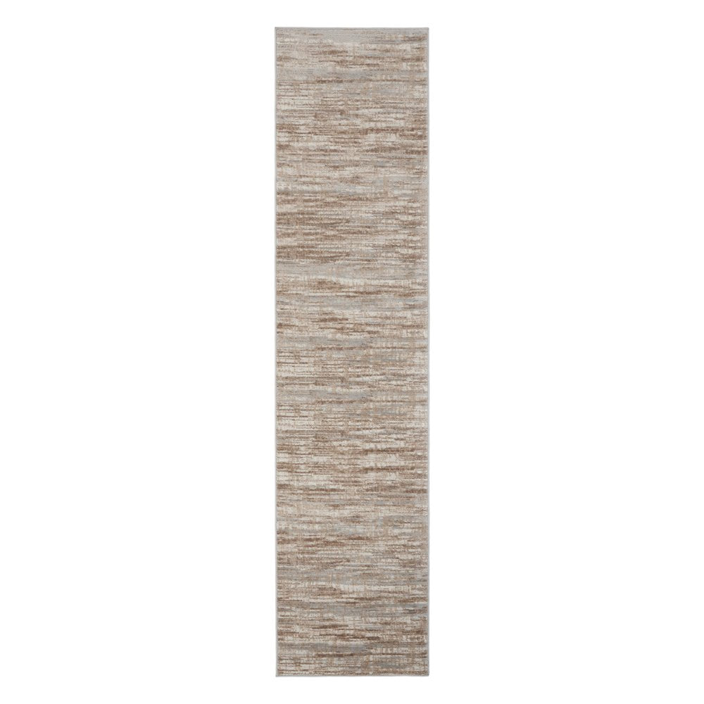 14' Brown And Ivory Abstract Runner Rug
