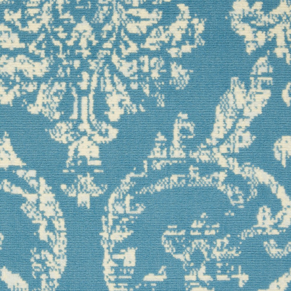 6' X 9' Blue Damask Power Loom Area Rug