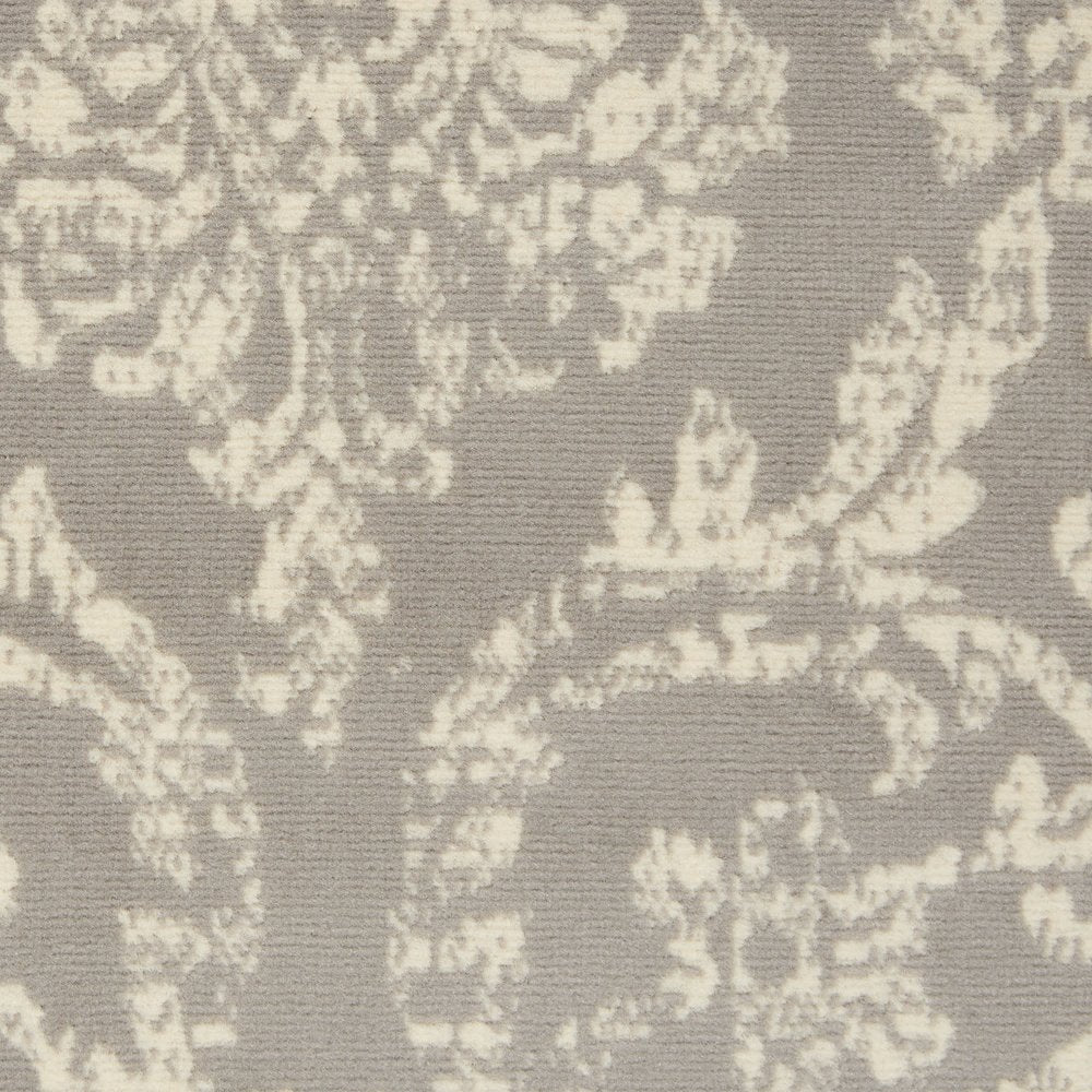4' X 6' Gray Damask Power Loom Area Rug