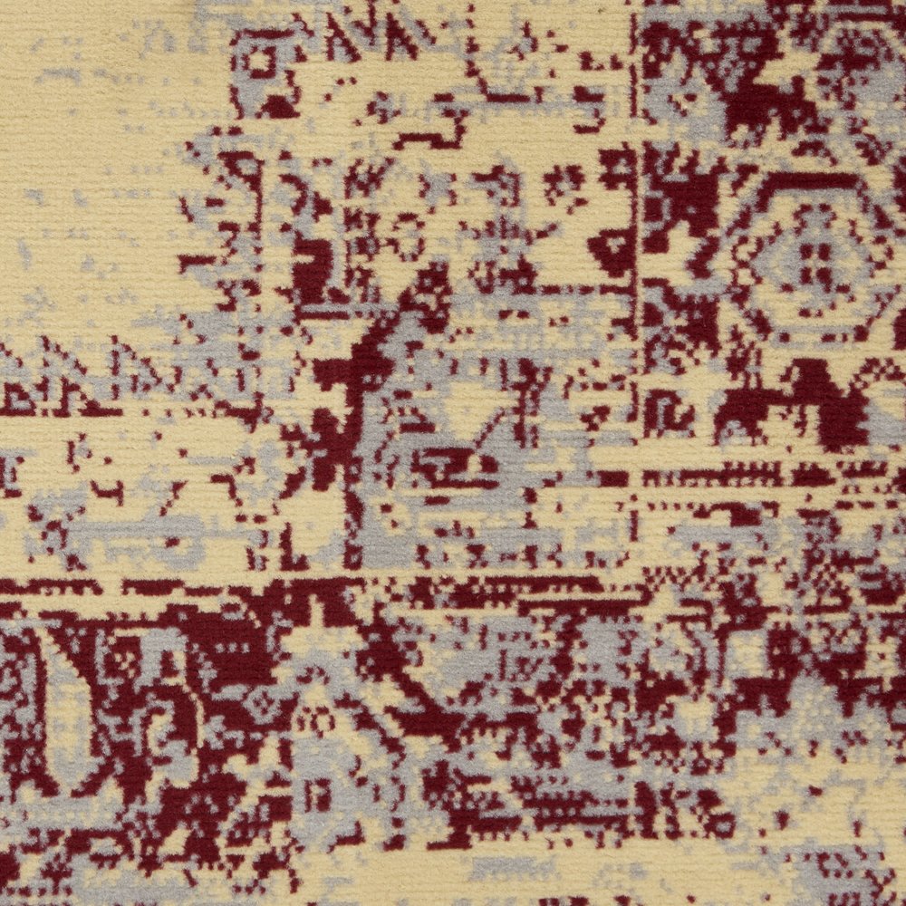 8' Cream Damask Power Loom Runner Rug