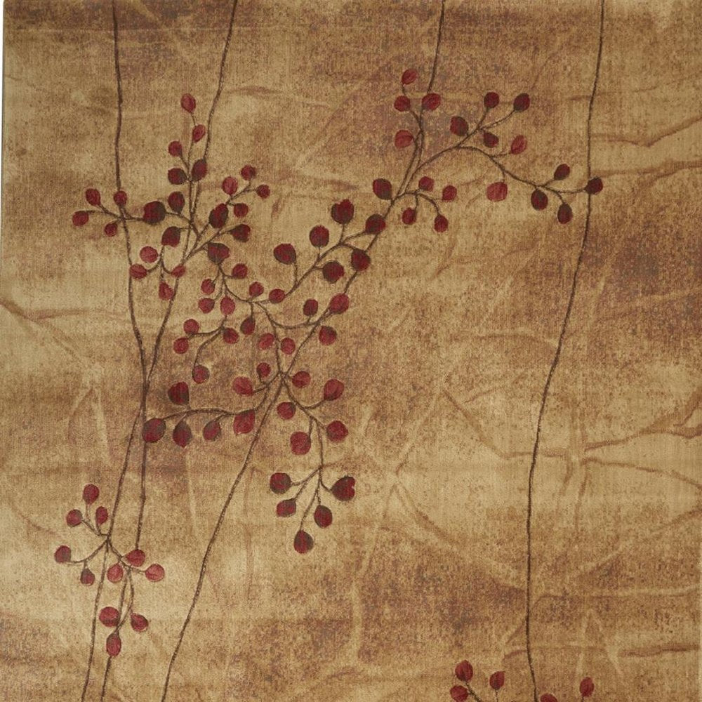 10' X 14' Brown Floral Power Loom Area Rug