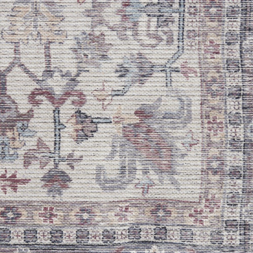 9' X 12' Gray Floral Power Loom Distressed Area Rug