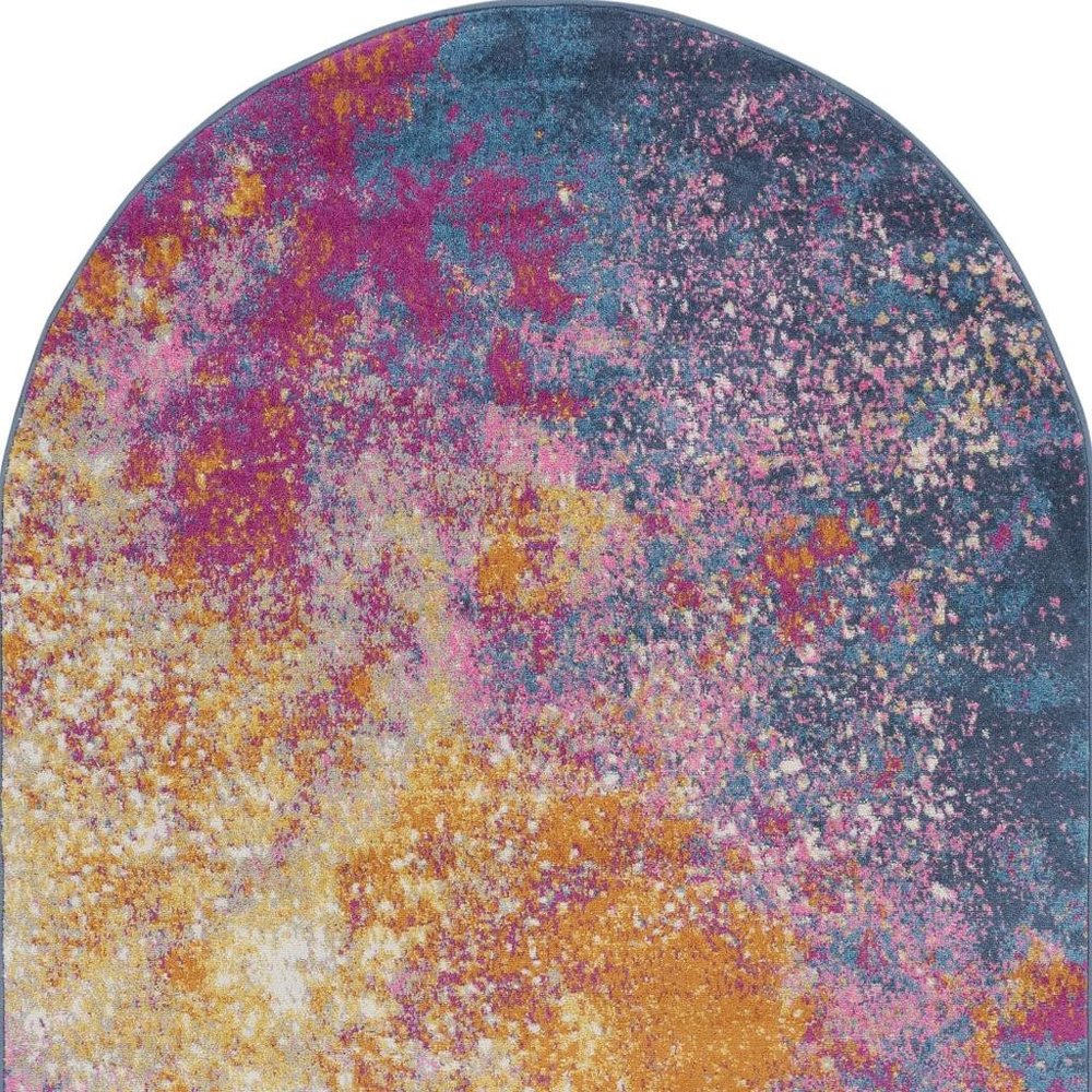 5' X 8' Blue Abstract Oval Rug