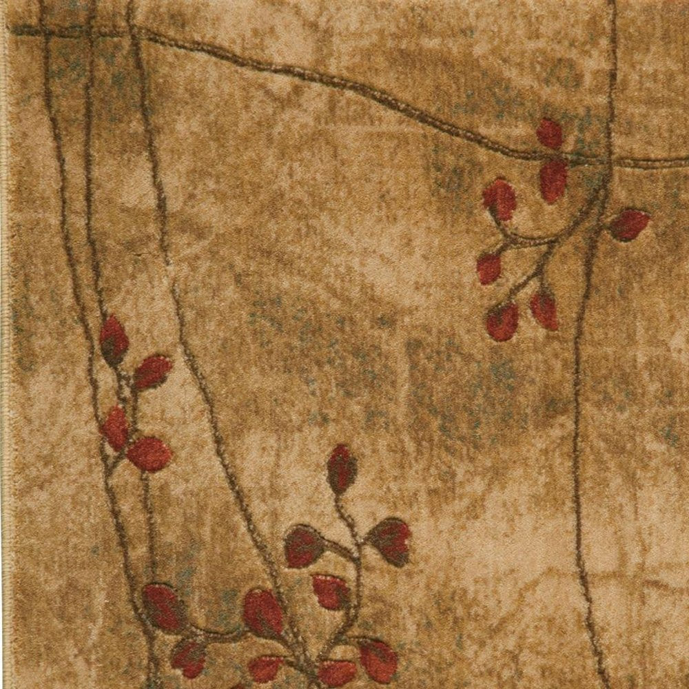 2' X 3' Brown Floral Power Loom Area Rug