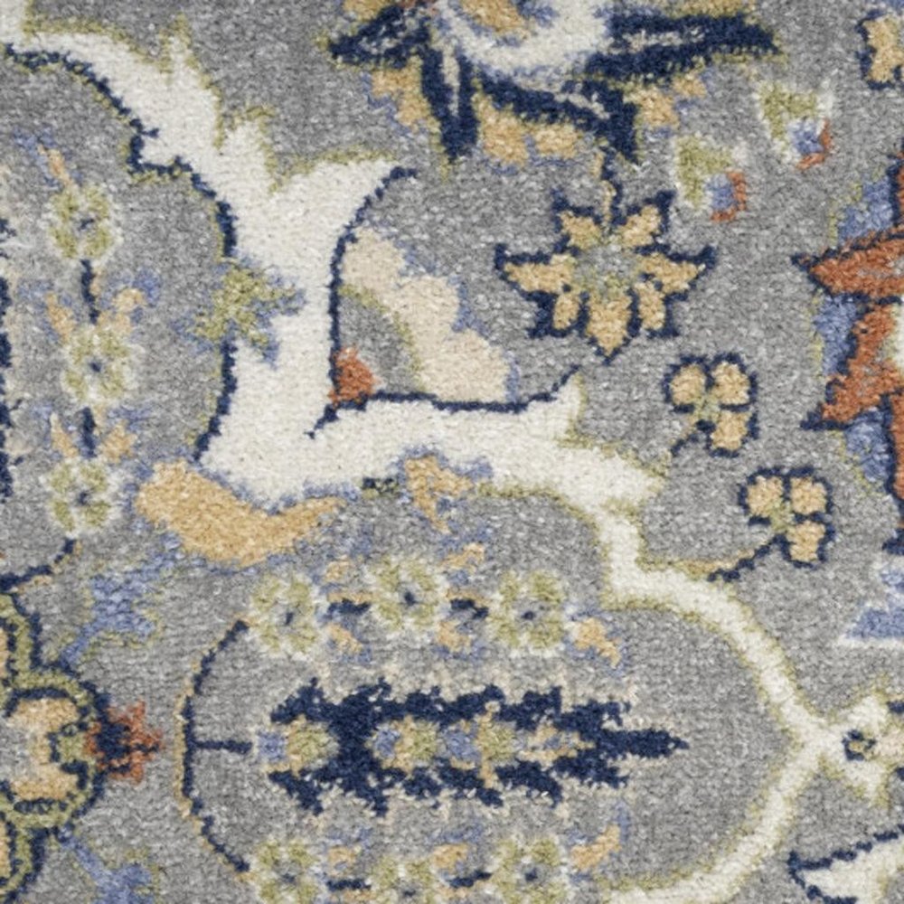 4' X 6' Green and Ivory Floral Power Loom Area Rug